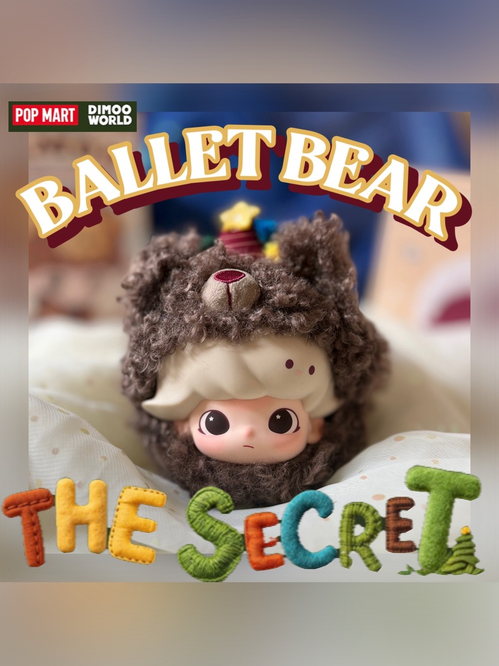 Pop Mart Secret Theater Club Dimoo World Plush Earphone Case- Ballet Bear Secret
